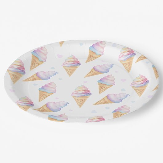 Assiettes En Carton Plaques de fête d'anniversaire avec crème glacée s (Angle)