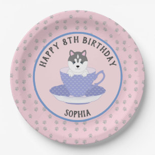 Assiettes En Carton Plaques de fête d'anniversaire de chien rose