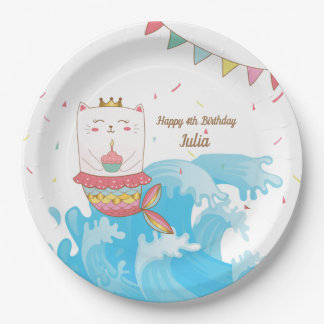 Assiettes En Carton Plaques de fête d'anniversaire de la sirène de cha