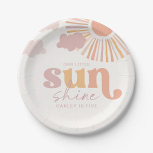 Assiettes En Carton Plaques de fête d'anniversaire du soleil rétro