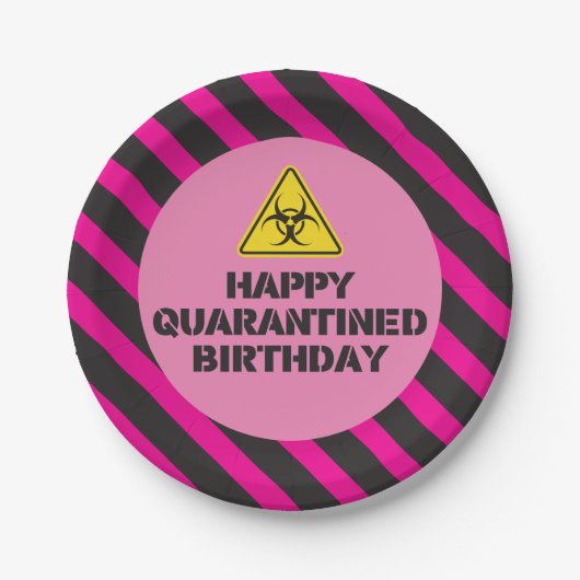 Assiettes En Carton Plaques de fête d'anniversaire en quarantaine rose (Devant)