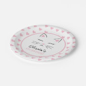 Assiettes En Carton Plaques de fête d'anniversaire Kitten aux coeurs r (Angle)