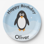Assiettes En Carton Plaques de fête d'anniversaire Penguin pour l'anni (Devant)