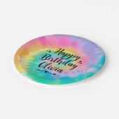 Assiettes En Carton Plaques de fête d'anniversaire Rainbow Tie Dye Per (Angle)