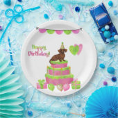 Assiettes En Carton Plaques de fête d'anniversaire rose et vert Dachsh (Fête)