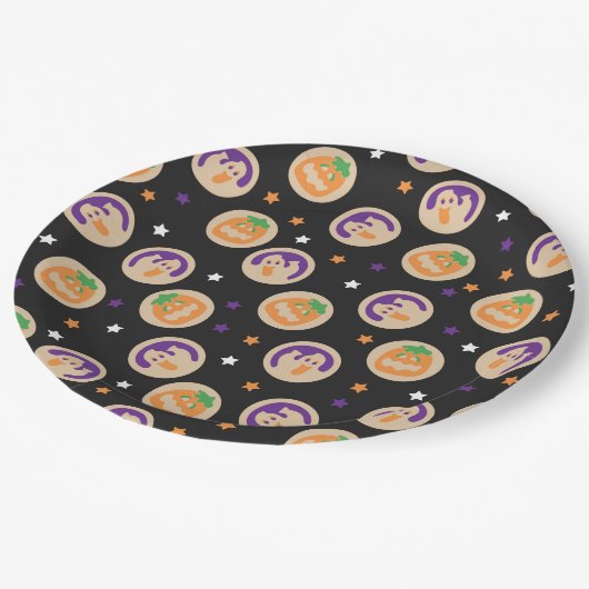 Assiettes En Carton Plaques de fête de biscuits d'Halloween (Angle)