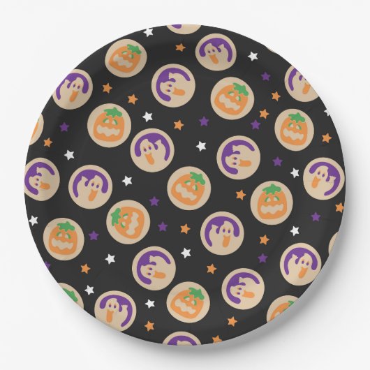 Assiettes En Carton Plaques de fête de biscuits d'Halloween (Devant)