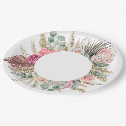 Assiettes En Carton Plaques de fête de fleurs Boho (Angle)