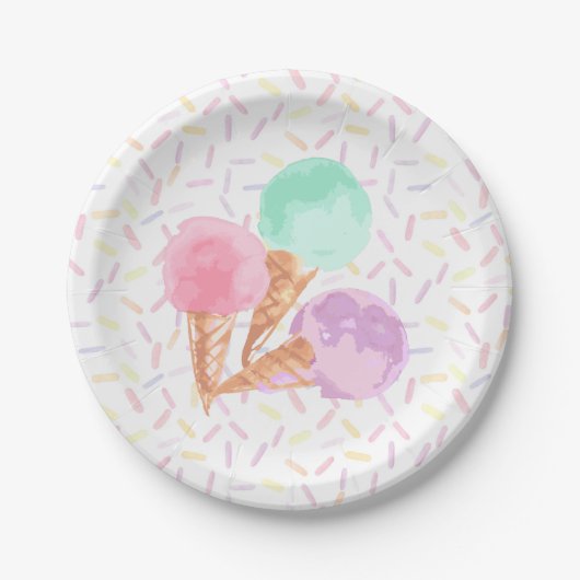 Assiettes En Carton Plaques de fête de la crème glacée (Devant)