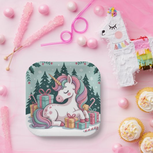 Assiettes En Carton Plaques de fête de Noël Unicorne (Fête)