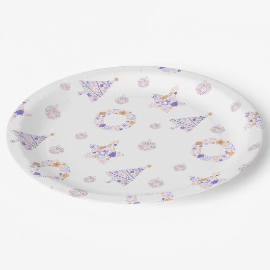 Assiettes En Carton Plaques de fête de Noël violet - set 3 (Angle)