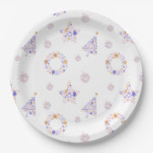 Assiettes En Carton Plaques de fête de Noël violet - set 3 (Devant)