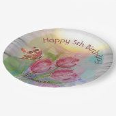 Assiettes En Carton Plaques de fête de tulipe de 5e anniversaire (Angle)