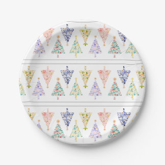 Assiettes En Carton Plaques de fête des arbres de Noël modernes - set