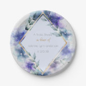 Assiettes En Carton Plaques de Fête des mariées | Aquarelle Violet Fle (Devant)