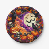 Assiettes En Carton Plaques de fête d'Halloween : Conception Éffrayant (Devant)