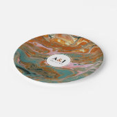 Assiettes En Carton Plaques de fête en marbre orange Boho (Angle)