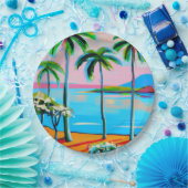 Assiettes En Carton Plaques de fête en papier tropicale (Fête)