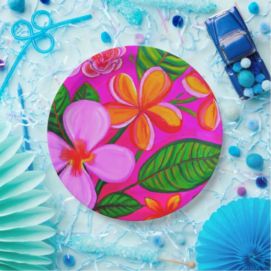 Assiettes En Carton Plaques de fête en papier tropicale (Fête)