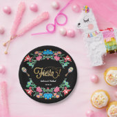 Assiettes En Carton Plaques de fête florale mexicaine (Fête)