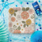 Assiettes En Carton Plaques de fête florale rétro simple (Fête)