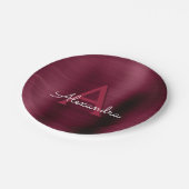 Assiettes En Carton Plaques de fête Monogram Cranberry de Bourgogne (Angle)