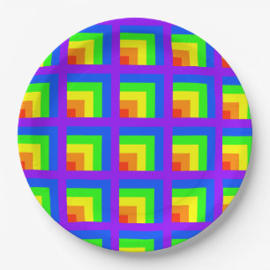 Assiettes En Carton Plaques de fête Rainbow Blocks - set 3