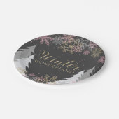 Assiettes En Carton Plaques de fête Winter Wonderland avec flocon rose (Angle)