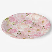 Assiettes En Carton Plaques de fleurs roses roses roses (Angle)