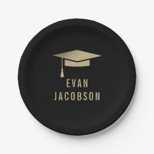 Assiettes En Carton Plaques de graduation Casquette d'or MODIFIABLES