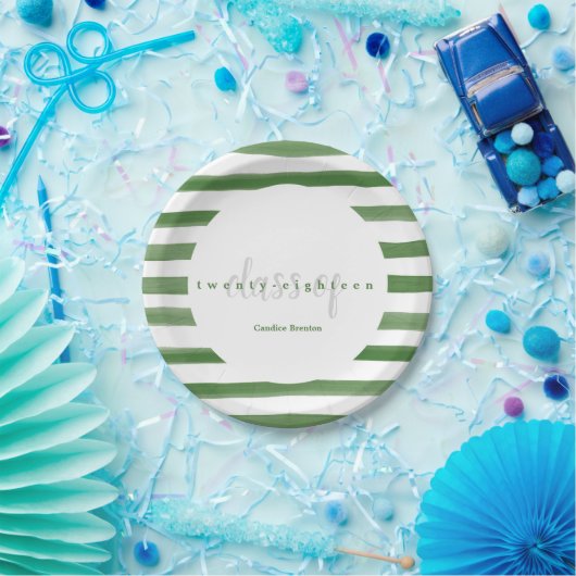 Assiettes En Carton Plaques de graduation modernes peintes en vert (Fête)