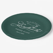 Assiettes En Carton Plaques de graduation vert foncé (Angle)