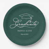 Assiettes En Carton Plaques de graduation vert foncé (Devant)