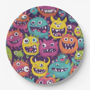 Assiettes En Carton Plaques de hachage Monster