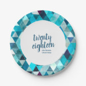 Assiettes En Carton Plaques de la fête de graduation Abstraite bleu mo (Devant)