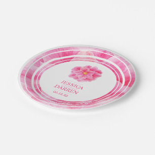 Assiettes En Carton Plaques de la fête de mariage florale camélia rose
