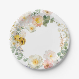 Assiettes En Carton Plaques de la fête Floral Bees