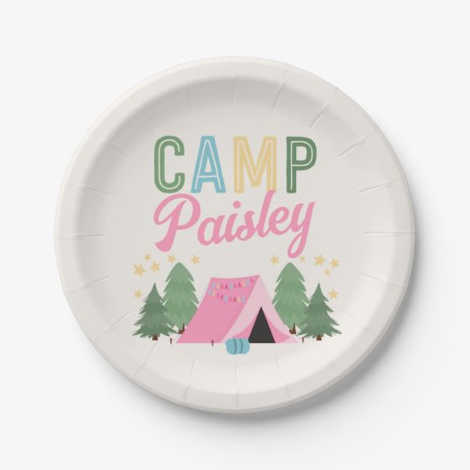 Assiettes En Carton Plaques de la Fille de la Fête de Camping (Devant)