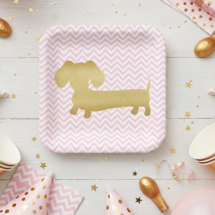Assiettes En Carton Plaques de la partie de chien Wiener Dachshund or