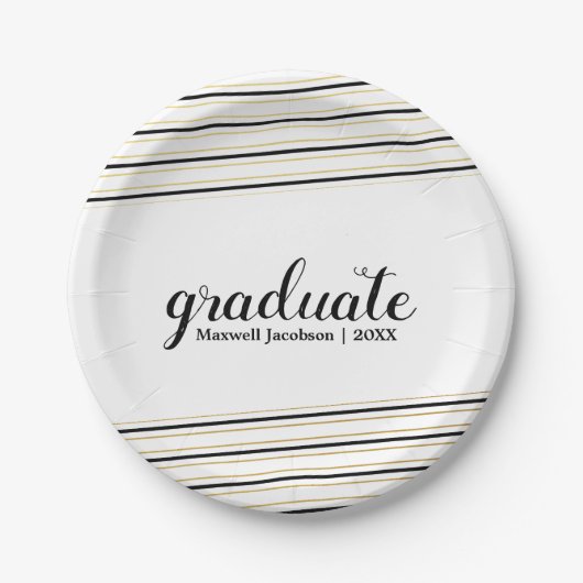 Assiettes En Carton Plaques de la partie de graduation Black & Gold mo (Devant)