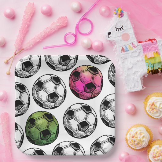 Assiettes En Carton Plaques de la partie de soccer conjointe aquarelle (Fête)