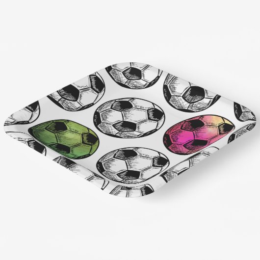 Assiettes En Carton Plaques de la partie de soccer conjointe aquarelle (Angulaire)