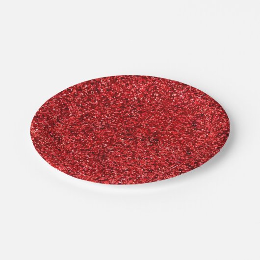 Assiettes En Carton Plaques de la Parties scintillant rouge (Angle)