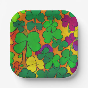 Assiettes En Carton Plaques de la Saint Patrick avec Shamrock