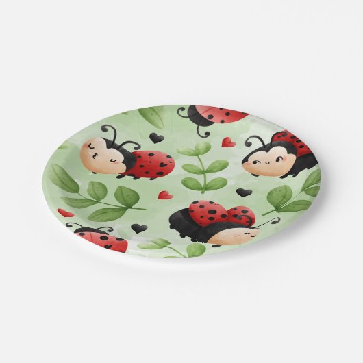 Assiettes En Carton Plaques de Ladybug mignonnes (Angle)