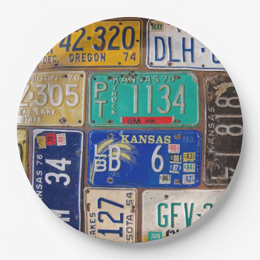 Assiettes En Carton Plaques de licence Retro Rusty (Devant)