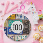 Assiettes En Carton Plaques de licence rouillées 100e anniversaire (Fête)