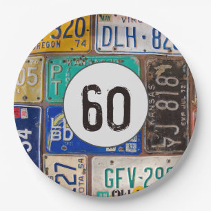 Assiettes En Carton Plaques de licence rouillées 60e anniversaire