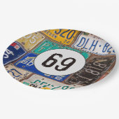 Assiettes En Carton Plaques de licence rouillées 69e anniversaire (Angle)