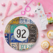 Assiettes En Carton Plaques de licence rouillées 92e anniversaire (Fête)